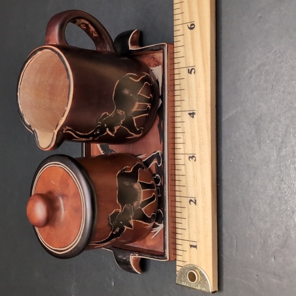 Kuku Hut,Hand carved Brown Stone Sugar And Creamer Set with Tray. - Picture 14 of 16